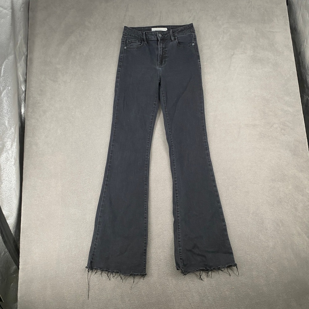 Hidden Jeans High Rise Flare Raw Hem Washed Black Denim HD3109-BLK Womens 26